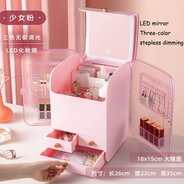 Large Capacity Cosmetics Storage Box With Drawers.