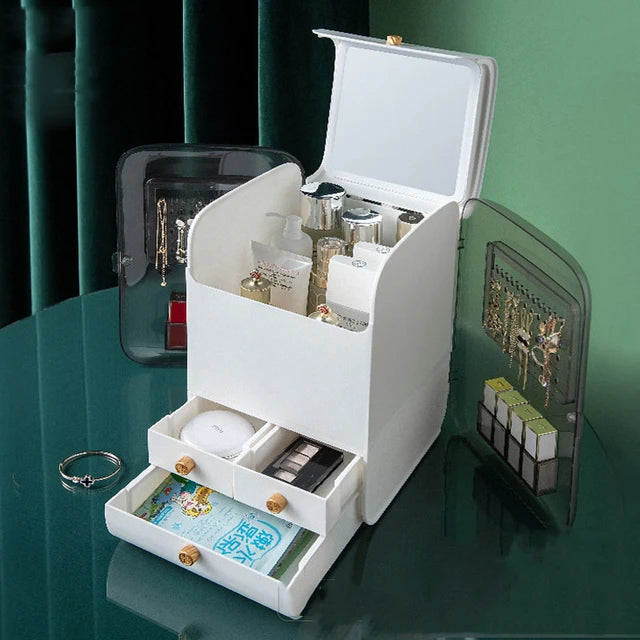 Large Capacity Cosmetics Storage Box With Drawers.